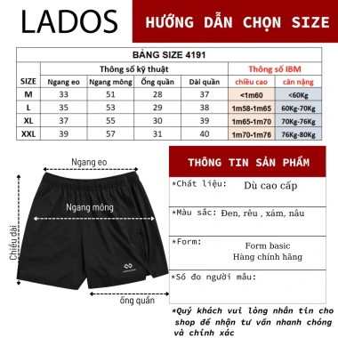 Quần đùi thể thao nam LADOS-4.191 dáng ngắn chất dù co giãn nhẹ, năng động – 108.000₫ 8