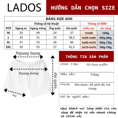 Quần đùi thun nam LADOS-4.200 waffle cao cấp - basic, thể thao, mặc nhà, 71.000₫ 5