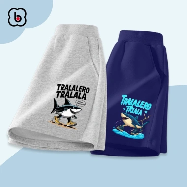 Quần đùi Tralalero BabyloveGO chất nỉ da cá thể thao cho bé 1‑10 tuổi, giá 99.000 VNĐ 2