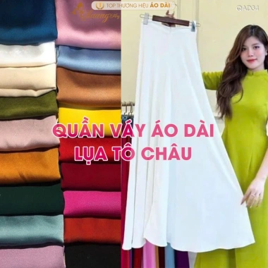 Quần giả chân váy lụa Tô Châu 110cm ống xéo Áo dài cách tân nữ dự tiệc cưới lễ tết QAD34