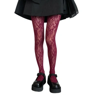 Quần Gothic Nữ Dasbsug Fishnet Preppy Nhiều Màu Ren Hoa Sheer Lưới - 106.864₫ 10