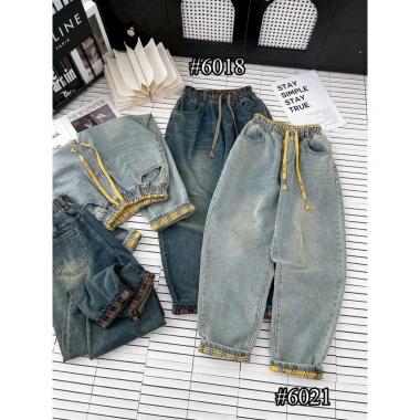 Quần Jean Baggy Nữ Kẻ Ảnh Thật - Hàng QC Giá Ưu Đãi 120k (Giá Gốc 147.6k)