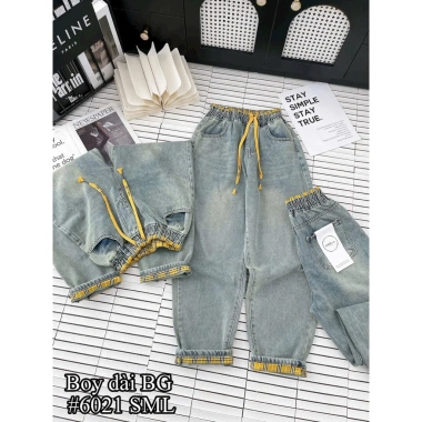 Quần Jean Baggy Nữ Kẻ Ảnh Thật - Hàng QC Giá Ưu Đãi 120k (Giá Gốc 147.6k)