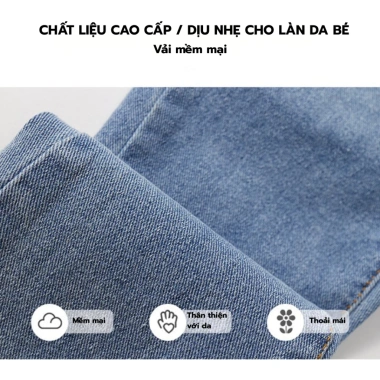 Quần Jean Bé Gái Ống Loe Nhẹ Cạp Chun Co Giãn, Mềm Thoải Mái, Nhà Bông - 195.000 VND 9