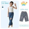 Quần Jean Bé Gái Ống Suông Lưng Thun Phối Rách Cá Tính, Mềm Co Giãn, Nhà Bông