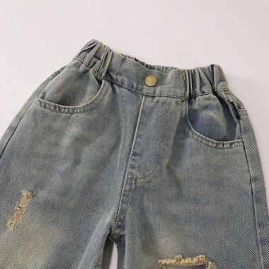 Quần Jean Bé Gái Ống Suông Rách Gối, Mềm Co Giãn, Phong Cách Cá Tính - Nhà Bông Kids 209k 4