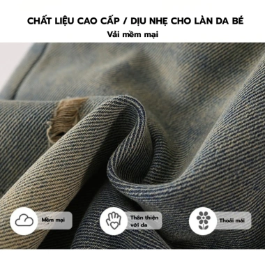 Quần Jean Bé Gái Ống Suông Rách Gối, Mềm Co Giãn, Phong Cách Cá Tính - Nhà Bông Kids 209k 8