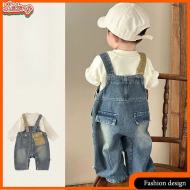 Quần jean bé trai dáng rộng thời trang, dây đeo vai, một mảnh - giá ưu đãi