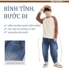 Quần jean bé trai HKAM lông cừu mùa đông, chống mài mòn, in hình gấu - 320k 4