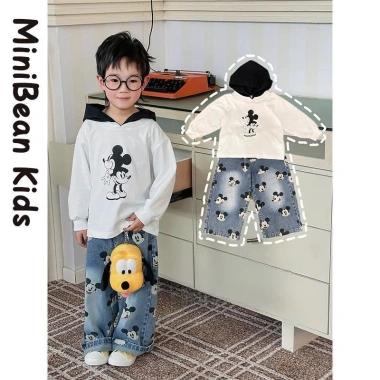 Quần jean bé trai họa tiết Mickey, ống thẳng Hàn Quốc - Giá 352.512 VND 2