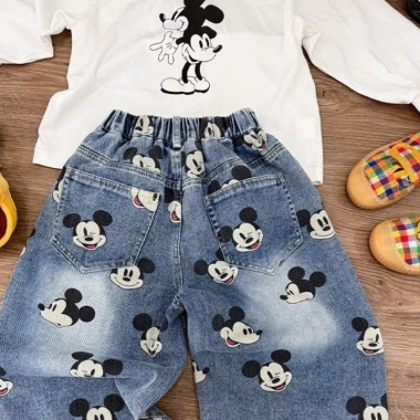 Quần jean bé trai họa tiết Mickey, ống thẳng Hàn Quốc - Giá 352.512 VND 8