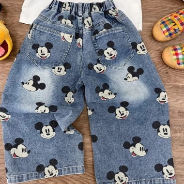 Quần jean bé trai họa tiết Mickey, ống thẳng Hàn Quốc - Giá 352.512 VND 10
