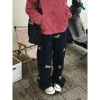 Quần jean denim ống đứng cạp cao hoạ tiết dễ thương Thời trang nam nữ 296,000₫