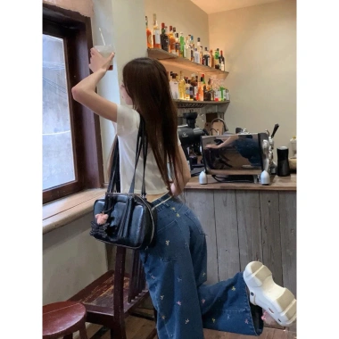 Quần jean denim ống đứng thêu nơ ren phong cách Hàn Quốc, giá chỉ 300.000 VND 8
