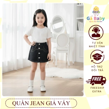 Quần Jean Giả Váy Bé Gái Thiết Kế Cá Tính Co Giãn Nhẹ Mềm Mại Giá 171.000₫