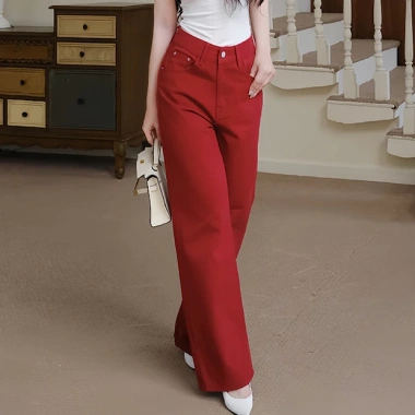 Quần Jean Kaylin Basic ống suông Denim dày dặn, phong cách - Giá 540.000 VND