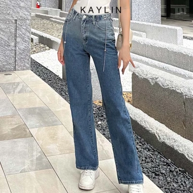 Quần Jean Kaylin Dáng Suông Basic và Belt, Denim Dày Dặn, Giá Giảm 540k