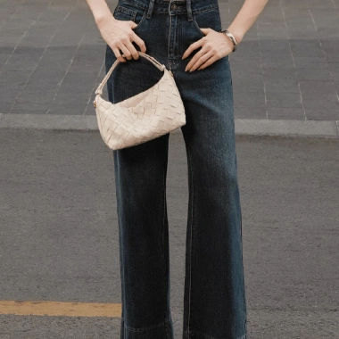 Quần Jean Kaylin Form Suông Basic phối dây Denim dày dặn – Phong cách N2.325 Giá 600k