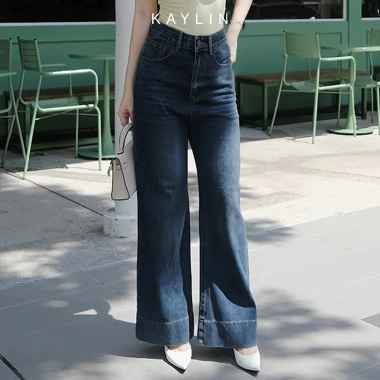 Quần Jean Kaylin Form Suông Basic phối dây Denim dày dặn – Phong cách N2.325 Giá 600k