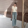 Quần Jean Kaylin Form Suông Đính Hạt Denim Dày Dặn, Phong Cách, Giá 650k
