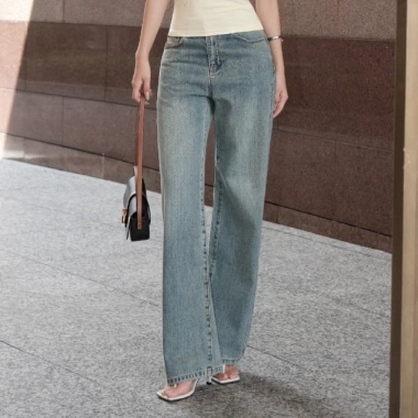 Quần Jean Kaylin Form Suông Đính Hạt Denim Dày Dặn, Phong Cách, Giá 650k