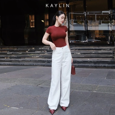 Quần Jean Kaylin Form Suông Đính Hạt Denim Dày Dặn, Phong Cách, Giá 650k