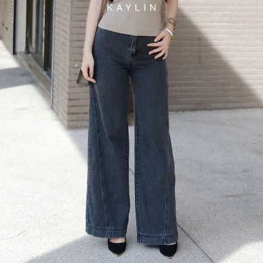 Quần Jean Kaylin form suông ống rộng Denim dày dặn phong cách retro Giá 560.000₫
