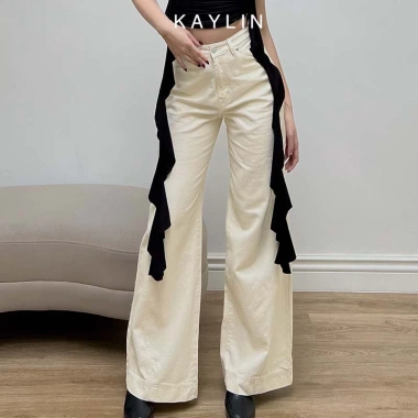 Quần Jean Kaylin form suông ống rộng Denim dày dặn phong cách retro Giá 560.000₫