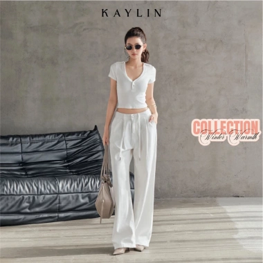 Quần jean Kaylin form suông phối dây denim dày dặn phong cách retro giảm giá 23%