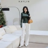 Quần jean Kaylin form suông phối dây denim dày dặn phong cách retro giảm giá 23% 4