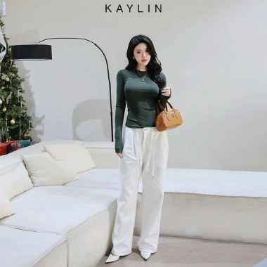 Quần jean Kaylin form suông phối dây denim dày dặn phong cách retro giảm giá 23%