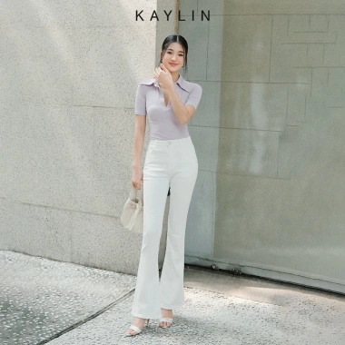 Quần Jean Kaylin họa tiết hoa nổi, form ôm ống loe, denim dày dặn, chỉ 560k Mã N2.334 5