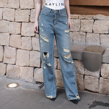 Quần Jean KAYLIN N2.226 form suông rách gối, denim dày dặn, phong cách đường phố cá tính - 530.000 VND 5