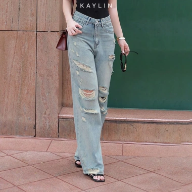 Quần Jean KAYLIN N2.226 form suông rách gối, denim dày dặn, phong cách đường phố cá tính - 530.000 VND 6