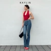 Quần jean KAYLIN ống loe denim dày dặn phong cách basic đường phố - Giá chỉ 520k