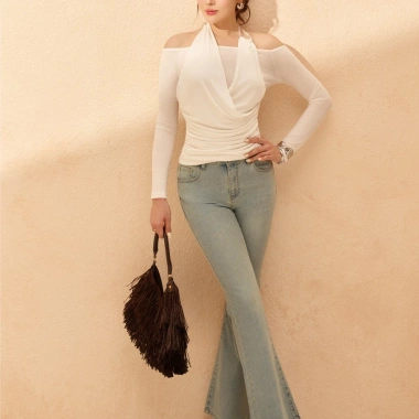 Quần Jean Kaylin ống loe form ôm denim N2.276 - Giá chỉ 600.000đ, chất vải bền, phong cách hiện đại