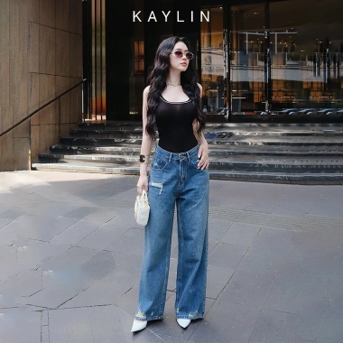 Quần jean Kaylin ống suông denim dày dặn, giá chỉ 600.000đ (giảm từ 720.000đ), phong cách N2.370