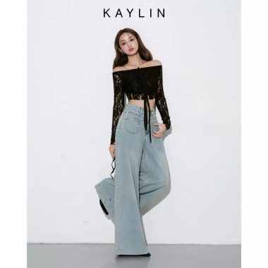 Quần Jean Kaylin ống suông form rộng denim dày dặn phong cách retro đường phố - Giá chỉ 600k