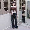Quần Jean Kaylin ống suông túi caro denim dày dặn, phong cách - Giá chỉ 560.000đ