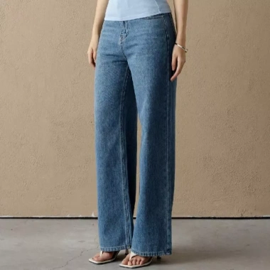 Quần Jean KAYLIN suông dài form basic denim dày dặn Retro BST Tháng 3