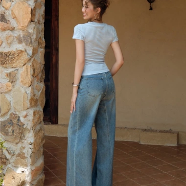 Quần Jean Kaylin Suông Ống Loe Denim Dày Dặn BST Thu Đông 2.025 - Giá 600.000₫