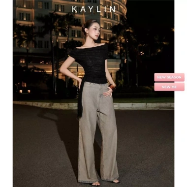 Quần Jean Kaylin Suông Ống Rộng Denim Dày Dặn Retro Thu Đông 2.025 - Giá 600k