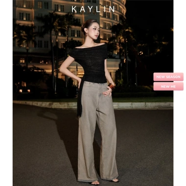 Quần Jean Kaylin Suông Ống Rộng Denim Dày Dặn Retro Thu Đông 2.025 - Giá 600k