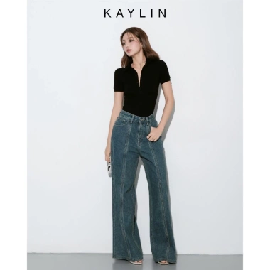 Quần Jean Kaylin Suông Sọc Denim Dày Dặn - Giá 560.000 VNĐ, Phong Cách Trẻ