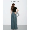 Quần Jean Kaylin Suông Sọc Denim Dày Dặn - Giá 560.000 VNĐ, Phong Cách Trẻ 2