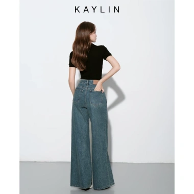 Quần Jean Kaylin Suông Sọc Denim Dày Dặn - Giá 560.000 VNĐ, Phong Cách Trẻ