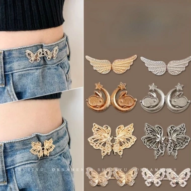 Quần Jean Không Đục Lỗ Nút Thắt Lưng Điều Chỉnh Khóa Eo Cố Định Giá 28.600 VND