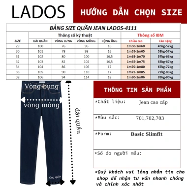 Quần jean nam basic cao cấp LADOS-14.111 - Form chuẩn, vải đẹp, giá 369.000₫