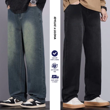 Quần Jean Nam Dài Ống Suông Đứng Form Rộng Xám Wash Retro Denim Cao Cấp HELLOYOU Giá 189k 6 Quần Jean Nam Dài Ống Suông Đứng Form Rộng Xám Wash Retro Denim Cao Cấp HELLOYOU Giá 189k 6