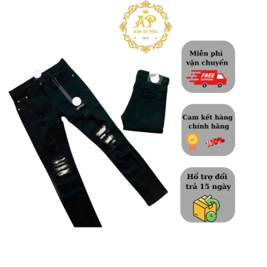 Quần jean nam skinny đen vá da trắng, chất liệu bò cao cấp co dãn 4 chiều QJ319 Quần jean nam skinny đen vá da trắng, chất liệu bò cao cấp co dãn 4 chiều QJ319